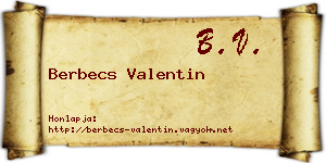 Berbecs Valentin névjegykártya